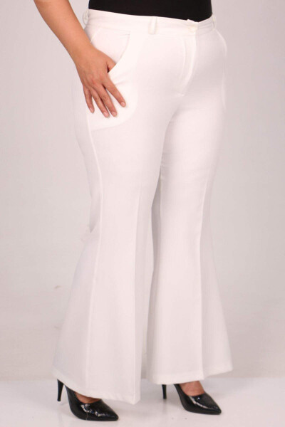 29031 Plus Size Wide Leg Pants - White - 1