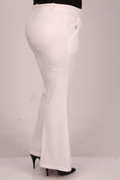 29031 Plus Size Wide Leg Pants - White - 3