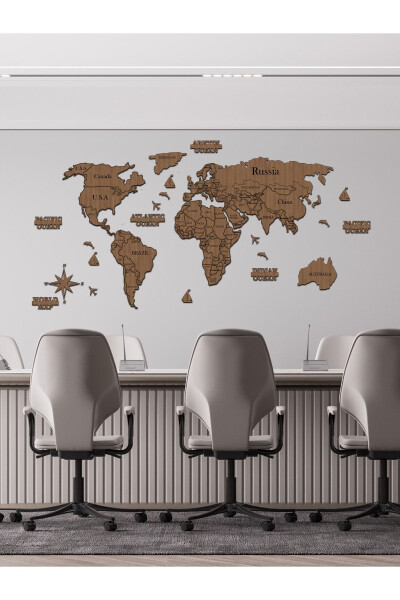 2D Wooden World Map Wall Decor - 7