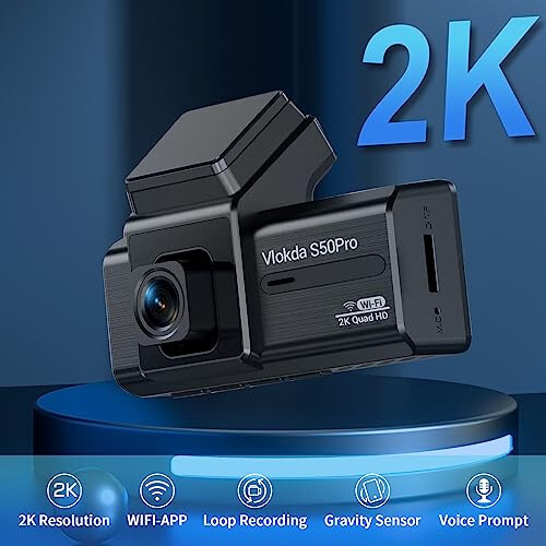 2K Ön Wi-Fi Dash Kamera Arabalar İçin QHD 1440P Araba Kamerası Dashcam Arabalar İçin Süper Gece Görüşü 170°Geniş Açı WDR Döngü Kaydı - 6