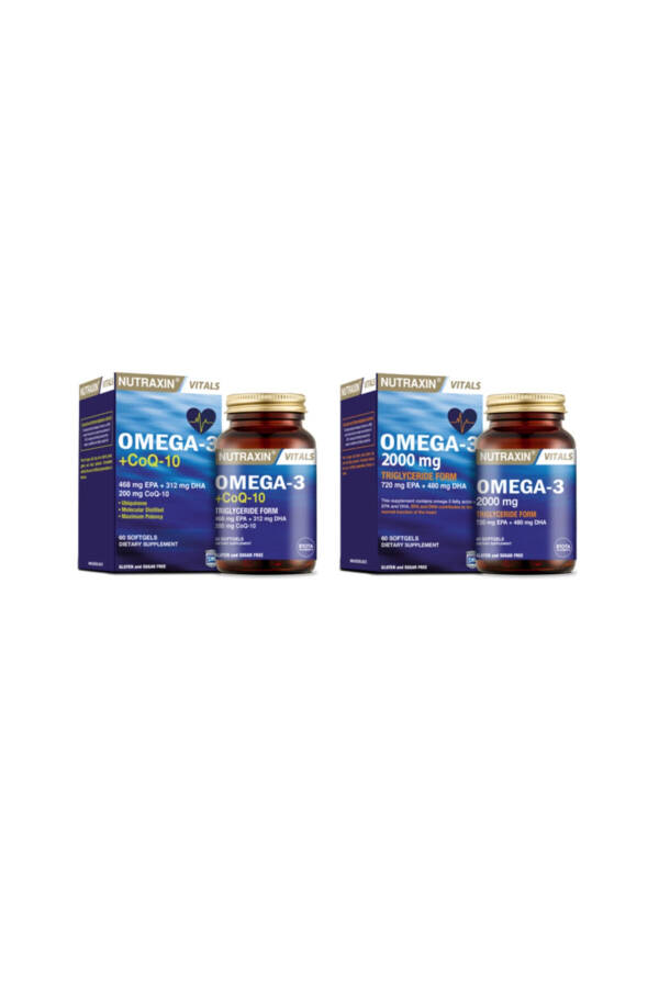 2'li Balık Yağı Seti - Omega 3 2000 Mg 60 Kapsül + Koenzim Q10 İçeren Omega-3 +coq-10 60 Kapsül - 1