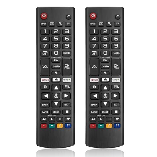 2'li Evrensel LG Akıllı TV Uzaktan Kumanda Seti, LG Akıllı TV'ler İçin Uzaktan Kumanda Yedek Parçası, Tüm LG Akıllı TV Modelleri İçin Uyumlu, AKB75095307 AKB75375604 AKB74915305 Yeni TV Uzaktan Kumandası, Netflix ve Prime Video Kısayol Tuşları ile - 1