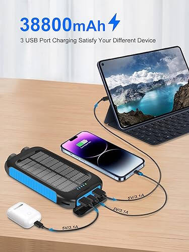 2'li Güneş Enerjili Power Bank 49800mAh + Taşınabilir Güneş Şarj Cihazı 38800mAh USB-C Bağlantısı/LED El Feneri ile Kamp Seyahat Açık Hava Etkinlikleri İçin - 5