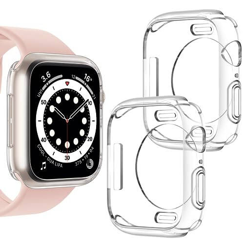 [2'li Paket] Goton Apple Watch Series SE2 SE 6 5 4 44mm İçin Tampon Kılıf, Ultra İnce Yumuşak TPU Darbeye Dayanıklı Kılıf Kapak Tampon Koruyucu iWatch Aksesuarları İçin (Ekran Koruyucu Yok) 44mm Şeffaf+Şeffaf - 1