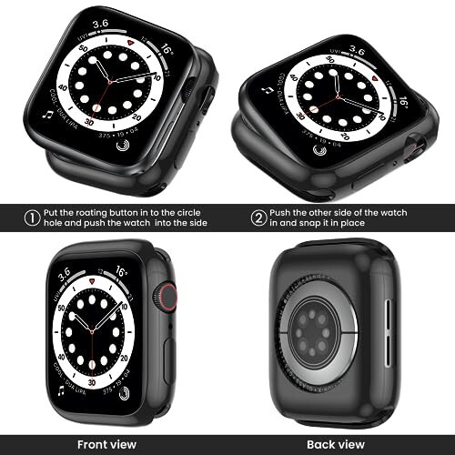 [2'li Paket] Goton Apple Watch Series SE2 SE 6 5 4 44mm Tampon Kılıfı, Ultra İnce Yumuşak TPU Darbeye Dayanıklı Kılıf Kılıf Koruyucu iWatch Aksesuarları İçin (Ekran Koruyucu Yok) 44mm Siyah+Siyah - 2