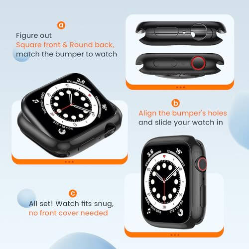 [2'li Paket] Goton Apple Watch Series SE2 SE 6 5 4 44mm Tampon Kılıfı, Ultra İnce Yumuşak TPU Darbeye Dayanıklı Kılıf Kılıf Koruyucu iWatch Aksesuarları İçin (Ekran Koruyucu Yok) 44mm Siyah+Siyah - 7