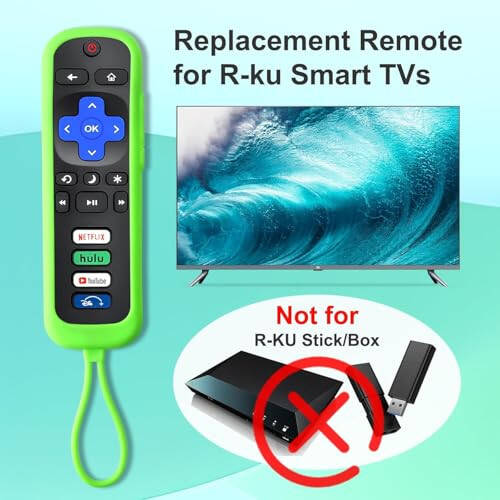 (2'li Paket) Roku TV ile Uyumlu Evrensel TV Kumandası Yumuşak Koruyucu Kılıf ile, TCL Roku/Hisense Roku/Onn Roku TV için Yedek Kumanda (Roku Stick ve Box için değil), Siyah - 2