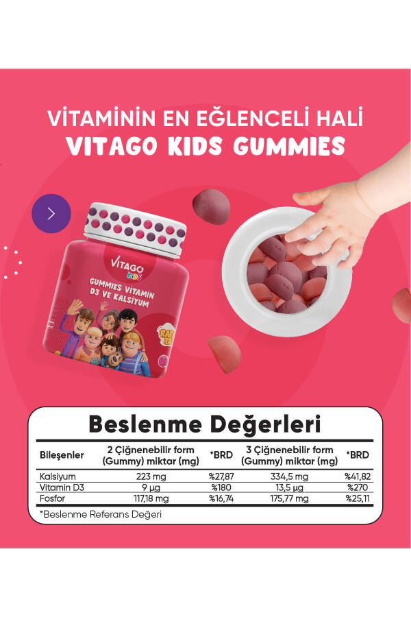 2'li Paket Vitago Kids Gummies Vitamin C+D3 Kalsiyum - 6