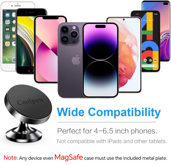 【2'li Paket】Araba için Manyetik Telefon Tutucu, [Güçlü Manyetik] Araba için Manyetik Telefon Montajı [4 Plaka] iPhone Manyetik Araba Telefon Tutucu Montajı Cep Telefonu için [360° Dönüş] Arabanız İçin Manyetik Telefon Tutucular - 6