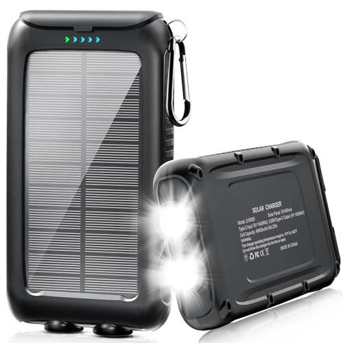 2'li Solar Güç Bankası 49800mAh + Taşınabilir Solar Şarj Cihazı 42800mAh USB-C Bağlantı Noktası/LED El Feneri ile Kamp Seyahat Açık Hava Etkinlikleri İçin - 3