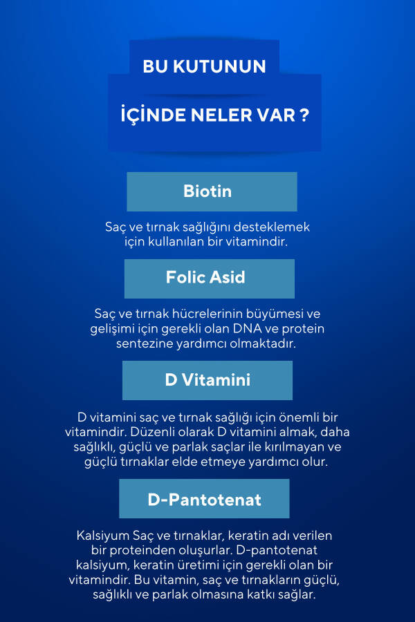 2'li Vegan Saç Tırnak Vitamini Çiğnenebilir Gummy Biotin 5000, Vitamin D, Folik Asit, At Kuyruğu - 4