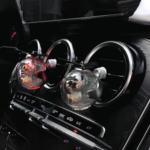 2Pcs Pilot Car Air Freshener, Cute Bear Car Vent Clip Air Freshener Automotive Air Outlet Fan Diffuser, Car Interiors Vent Decoration (Silver+Red) - 6