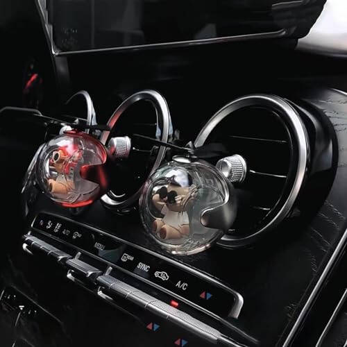 2Pcs Pilot Car Air Freshener, Cute Bear Car Vent Clip Air Freshener Automotive Air Outlet Fan Diffuser, Car Interiors Vent Decoration (Silver+Red) - 6