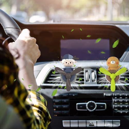 2Pcs Pilot Car Air Fresheners, Cute Duck Car Vent Clip Air Freshener with 8 Fragrant Tablets Automotive Air Outlet Fan Diffuser, Car Interiors Vent Decoration (Sheep+Bear) - 3