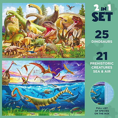 2'si 1 Arada Büyük Dinozor Yer Puzzlesi 48 Parça (3x2 ft) - Çocuklar için Dev Dinozor Puzzlesi 3-5 2-4 4-8 Yaş - Eğitici Yapboz Küçük Çocuklar Çocuk Puzzlesi - Büyük Jumbo Dinozor Puzzle Paketi - Hediye Kutusu - 3