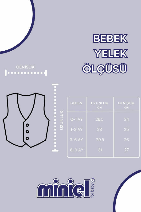 3-6-9 ay arası bebekler için 3'lü kapitone bebek yelek seti. Organik pamuktan üretilmiş, zürafa nakışlı ve unisex. - 5