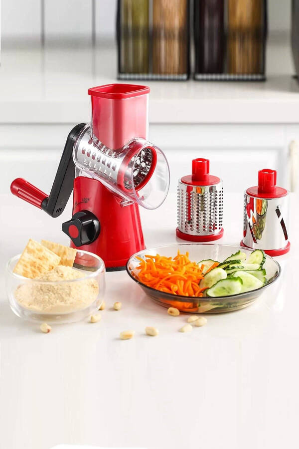 3 Blade Handheld Vegetable Chopper Slicer Kitchen Drum Cheese Nut Walnut Grinder Grater Set - 8