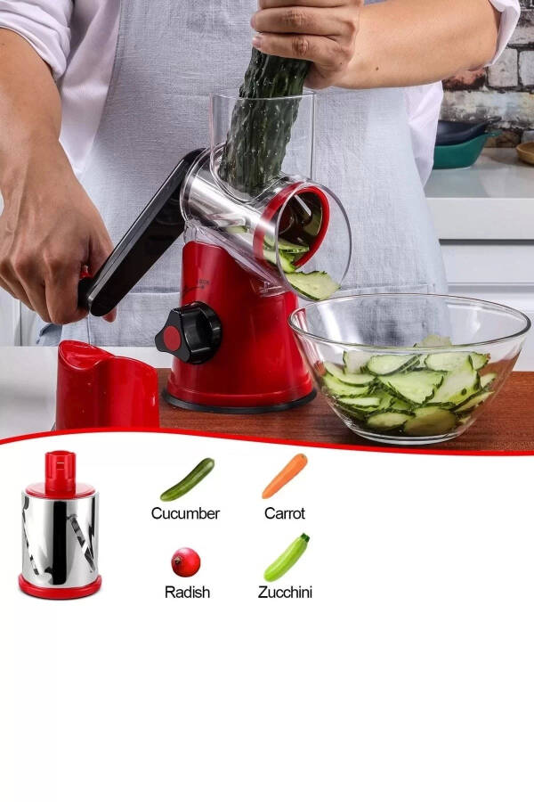 3 Blade Handheld Vegetable Chopper Slicer Kitchen Drum Cheese Nut Walnut Grinder Grater Set - 11