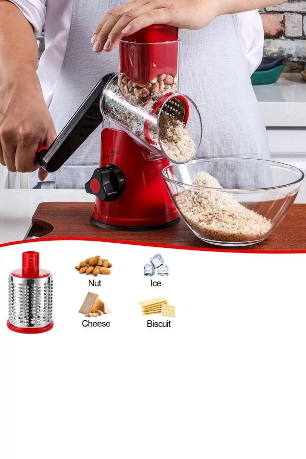 3 Blade Handheld Vegetable Chopper Slicer Kitchen Drum Cheese Nut Walnut Grinder Grater Set - 12