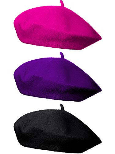 3 dona Beret Shlyapa Frantsiya Uslubidagi Beanie Qalpoq Qattiq Rangli Qish Shlyapasi Ayollar va Qizlar uchun Kundalik Foydalanish - 1