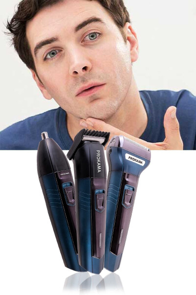 3-Head Hair Beard Nose Cheek Shaver Men's Shaving Care Set Easy to Use - 3