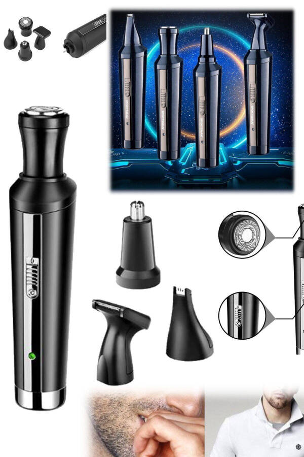 3-in-1 Electric Trimmer USB Rechargeable Men's Ear Nose Eyebrow Trimmer Beard Cheek Nose - 5