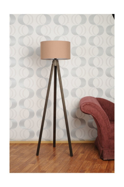 3-Legged Tripod Floor Lamp with Fabric Shade - Cappucino - 1