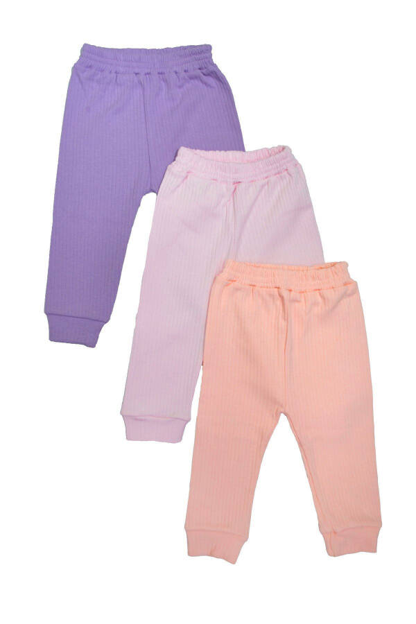 3 Pack 100% Cotton Ribbed Lycra Baby Leggings Single Bottom Leggings Daily - 7