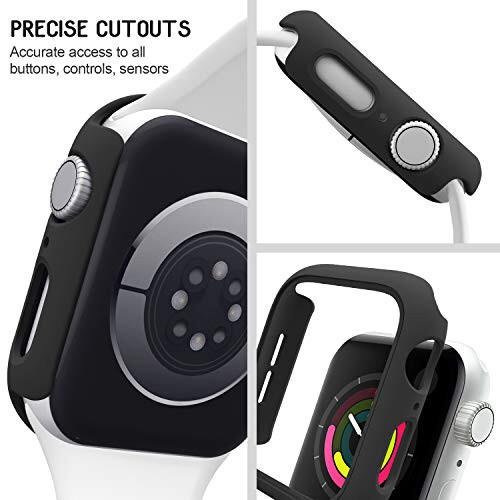 3 Pack Compatible for Apple Watch Case 44mm Series 6 Series 5 Series 4 / SE, Hard PC Bumper Case Protective Cover Frame [NO Screen Film] Compatible for iWatch Accessories 44mm, Black/Black/Black - 5