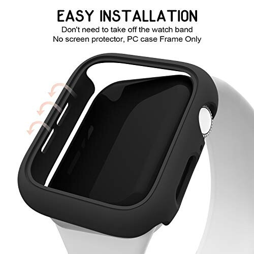 3 Pack Compatible for Apple Watch Case 44mm Series 6 Series 5 Series 4 / SE, Hard PC Bumper Case Protective Cover Frame [NO Screen Film] Compatible for iWatch Accessories 44mm, Black/Black/Black - 6