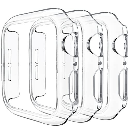 3 Pack Compatible for Apple Watch Case 44mm Series 6 Series 5 Series 4 / SE, Hard PC Bumper Case Protective Cover Frame [NO Screen Film] Compatible for iWatch Accessories 44mm, Clear/Clear/Clear - 1