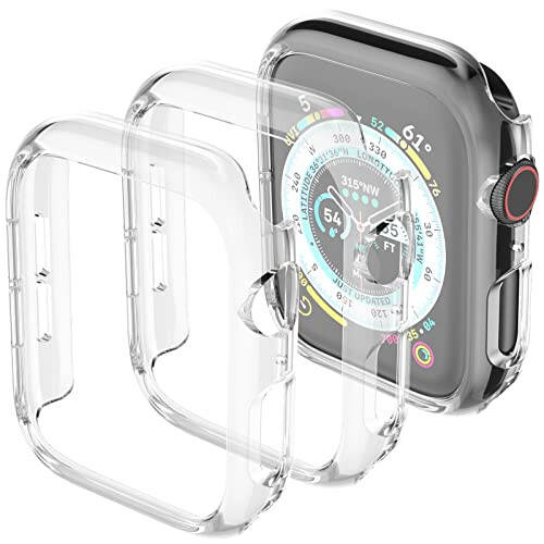 3 Pack Compatible for Apple Watch Case 44mm Series 6 Series 5 Series 4 / SE, Hard PC Bumper Case Protective Cover Frame [NO Screen Film] Compatible for iWatch Accessories 44mm, Clear/Clear/Clear - 3