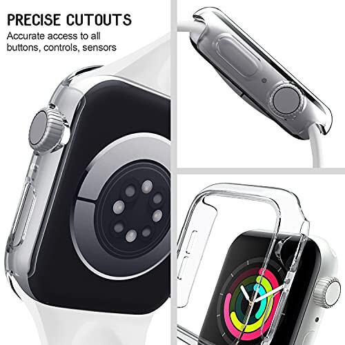 3 Pack Compatible for Apple Watch Case 44mm Series 6 Series 5 Series 4 / SE, Hard PC Bumper Case Protective Cover Frame [NO Screen Film] Compatible for iWatch Accessories 44mm, Clear/Clear/Clear - 5