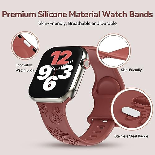 3 Pack Stylish Floral Engraved Smartwatch Bands for Women, Durable Soft Silicone iWatch Bands Compatible with Apple Watch Series 44mm 40mm 38mm 41mm 45mm 49mm 42mm Ultra 2 SE 9-1 - 16