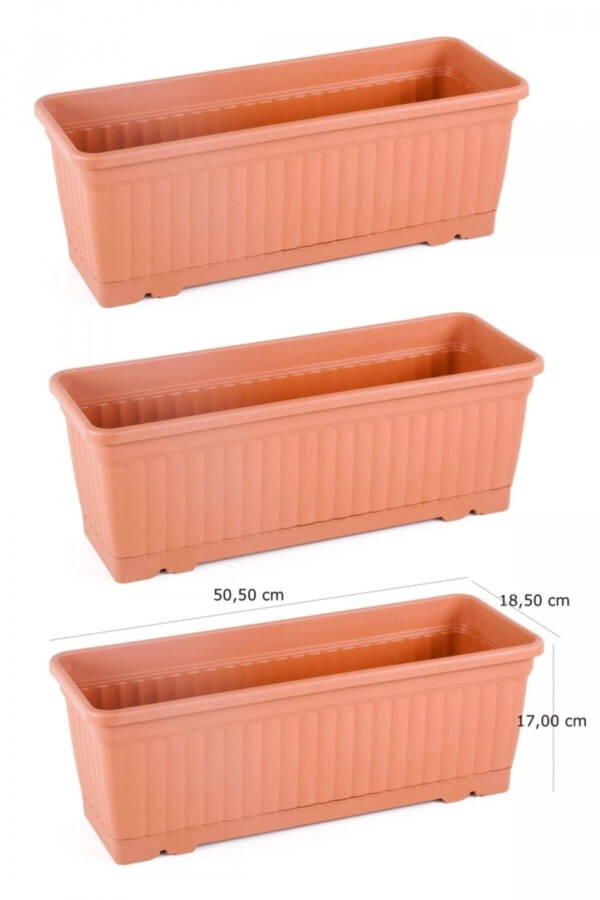 3 Pcs Belt Balcony Planter 11 Litre /50cm Length 18,5cm Width - 1