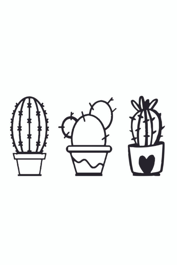 3 Piece Cactus Set Wall Decor Ornament, Wooden Decorative Picture - 2