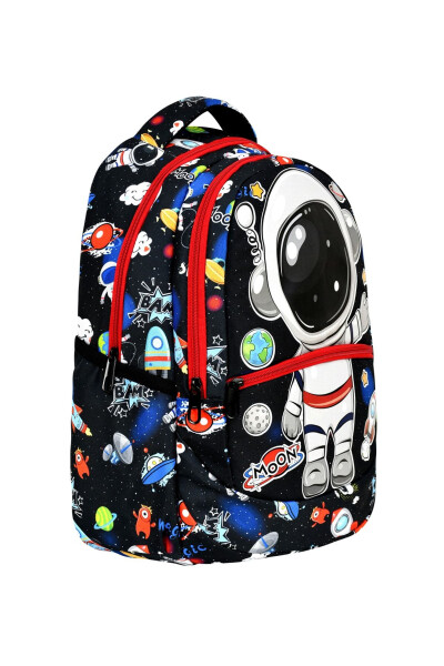 3-Piece Elementary School Astronaut Patterned, Boys' Lunch Bag and Pencil Case School Backpack - 2