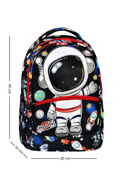 3-Piece Elementary School Astronaut Patterned, Boys' Lunch Bag and Pencil Case School Backpack - 4