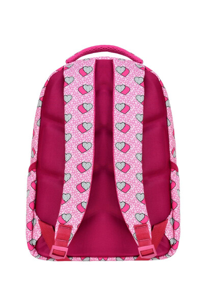 3-Piece Elementary School Girls' Lunch Bag with Pencil Case and Water-Resistant Heart Design - 3