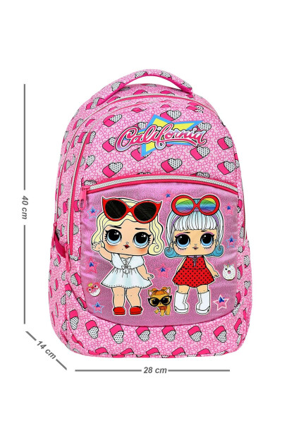 3-Piece Elementary School Girls' Lunch Bag with Pencil Case and Water-Resistant Heart Design - 4