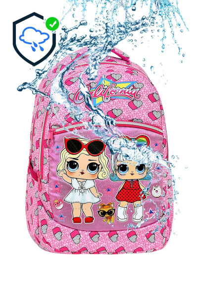 3-Piece Elementary School Girls' Lunch Bag with Pencil Case and Water-Resistant Heart Design - 5