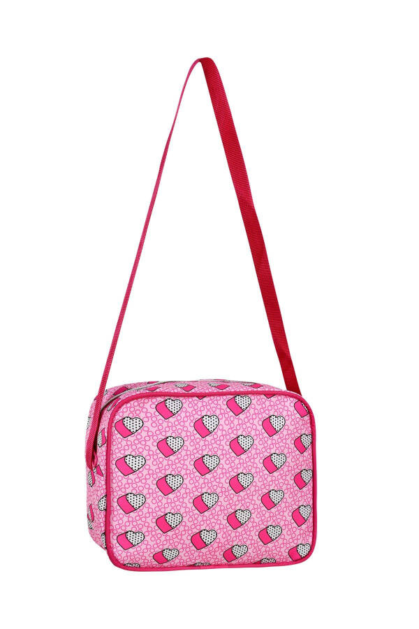 3-Piece Elementary School Girls' Lunch Bag with Pencil Case and Water-Resistant Heart Design - 6