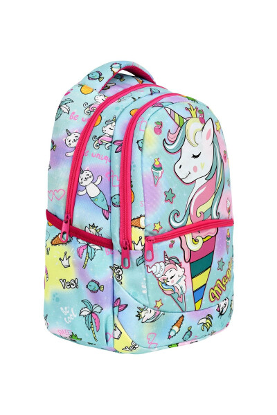 3-Piece Elementary School Unicorn Patterned, Girls' Lunch Box and Pencil Case School Bag - 2