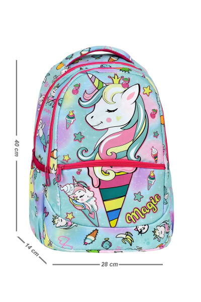 3-Piece Elementary School Unicorn Patterned, Girls' Lunch Box and Pencil Case School Bag - 6