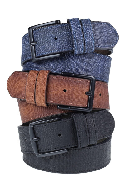 3 Piece Men's Belt Suitable for Jeans and Canvas - 16