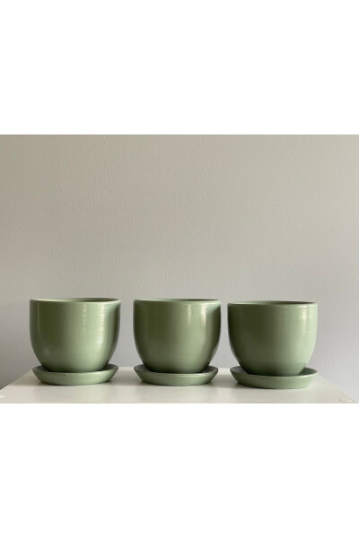 3-Piece Mini Pot Set 10cmx12cm Mint Green - 2