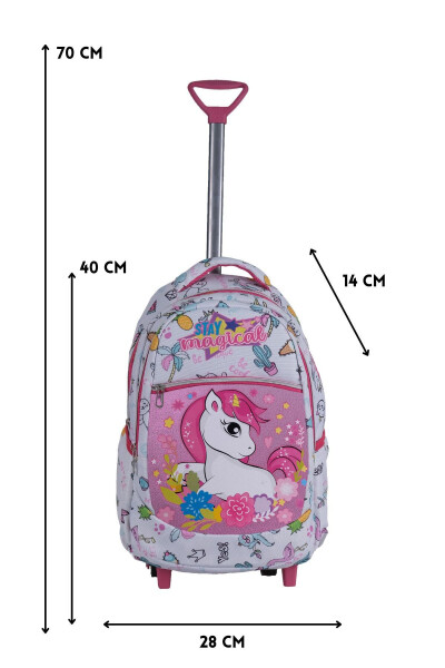 3-Piece School Set with Wheels, Unicorn Patterned Elementary School Bag Lunch Bag Pencil Case - 5