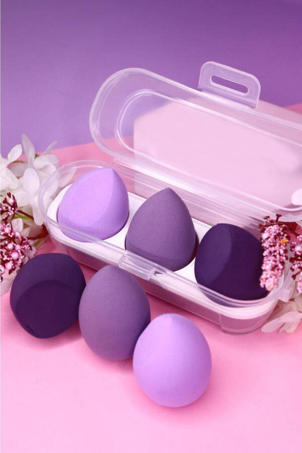 3-Piece Stand Makeup Sponge Set Purple - 4