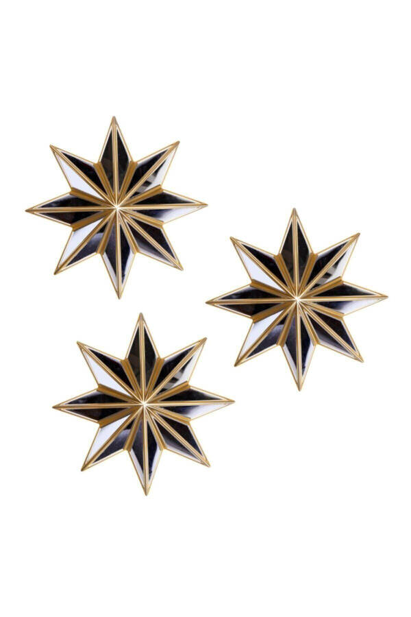 3 Piece Star Mirror Decorative Wall Accessory Gold - 2