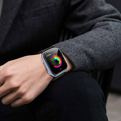 3-х Комплект Жестких Чехлов Из PC, Совместимых С Apple Watch SE 2022/Series 6/5/4/SE 44mm, Чехол BHARVEST С Защитным Стеклоэкраном Из Закаленного Стекла, Полное Покрытие Без Пузырьков Для Аксессуаров iWatch, Черный+Розовый+Прозрачный - 6